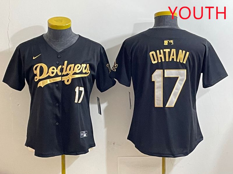 Youth Los Angeles Dodgers 17 Ohtani Black Gold Nike 2025 MLB Jersey style 428
